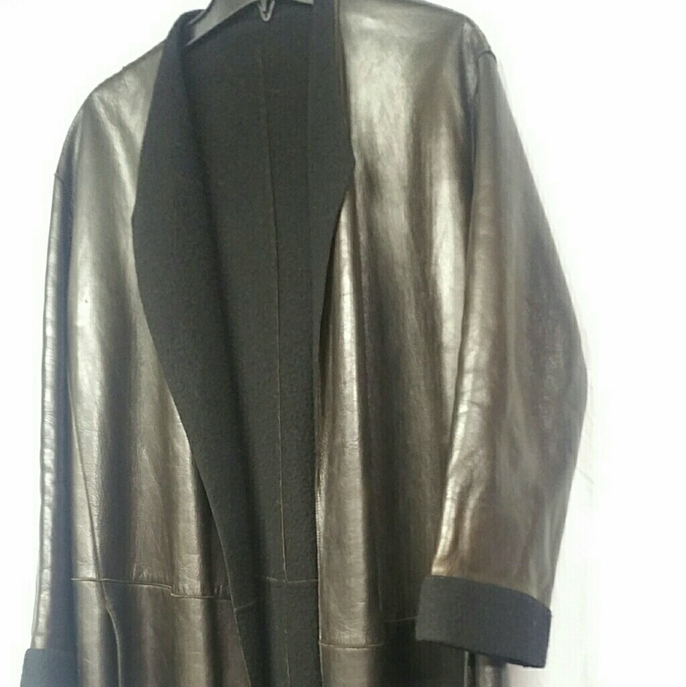 Donna Karan Lambskin long wrap coat